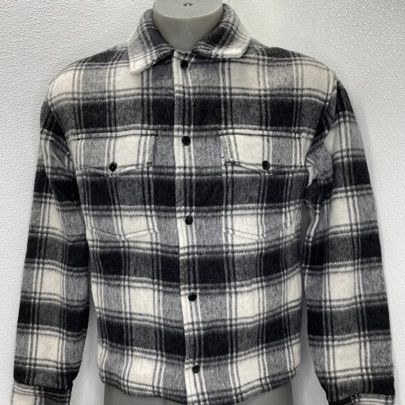 NEW THE KOOPLES Men’s Jacket Black/White Size S Wool Check Motif Full Snap Front - Picture 1 of 9